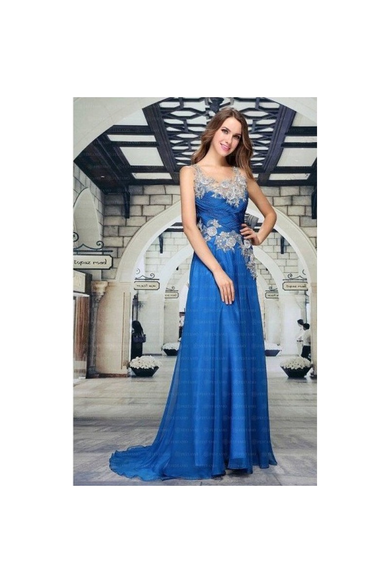 Luxusné večerné šaty - kráľovská modrá FESTAMO