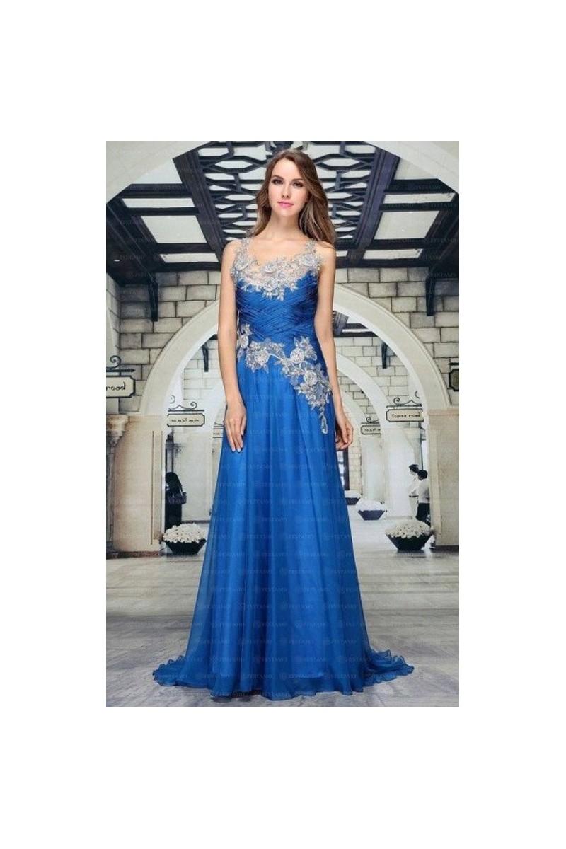 Luxusné večerné šaty - kráľovská modrá FESTAMO