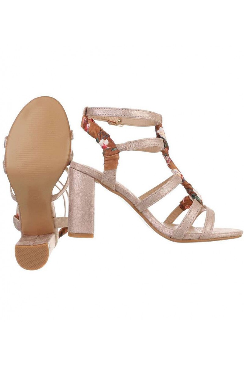 Ružovo-zlaté sandále s hrubým opätkom 