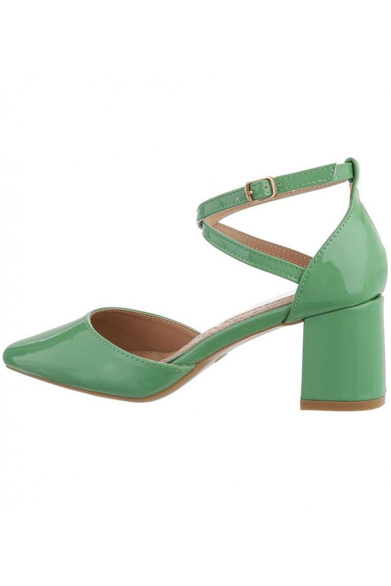 Zelené sandále na hrubom opätku -1