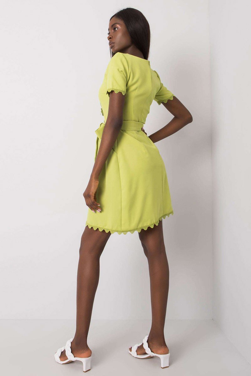 Limetkové šaty s krajkou -4