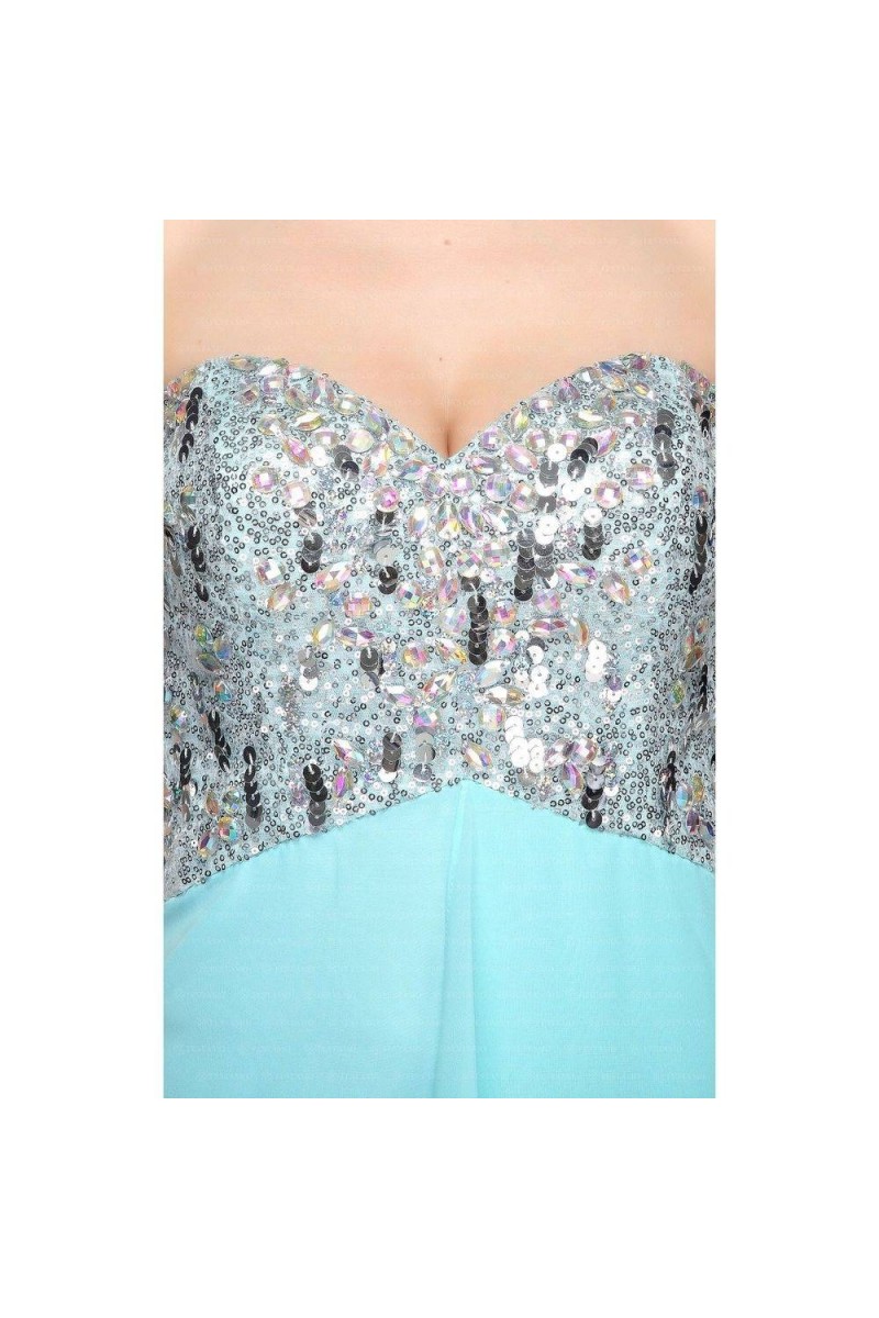 Luxusné večerné šaty - nebeská modrá FESTAMO-4