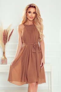 Hnedé šaty bez rukávov Alizee 350-8 Numoco-1