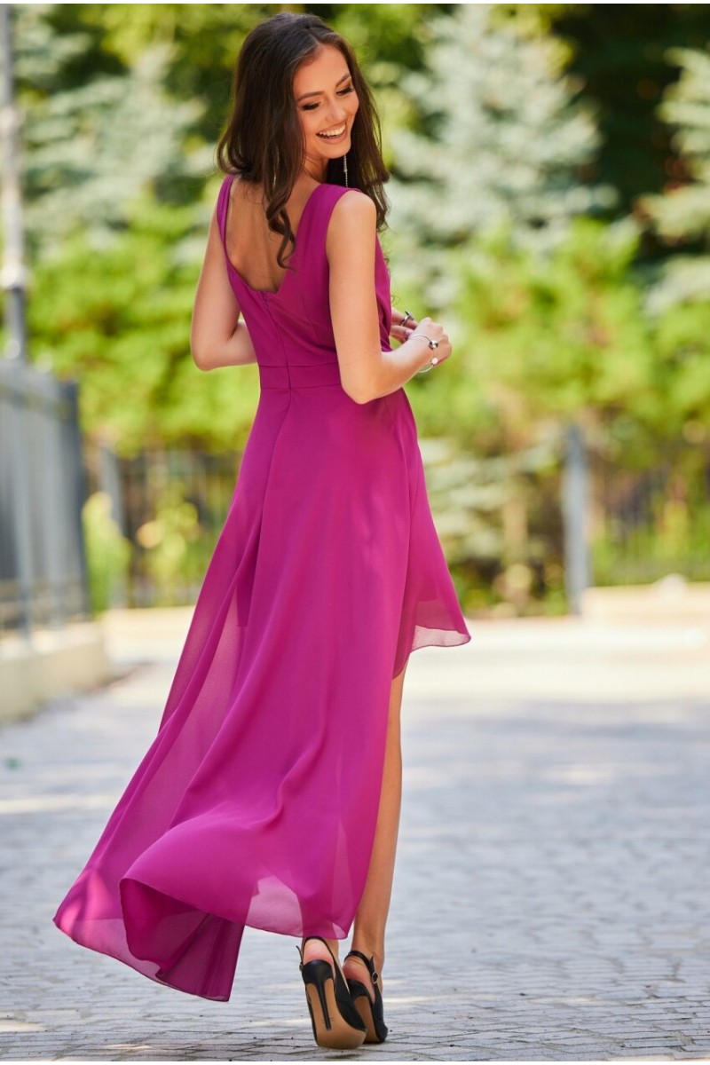 Predĺžené fialovo-ružové šaty Linda -3
