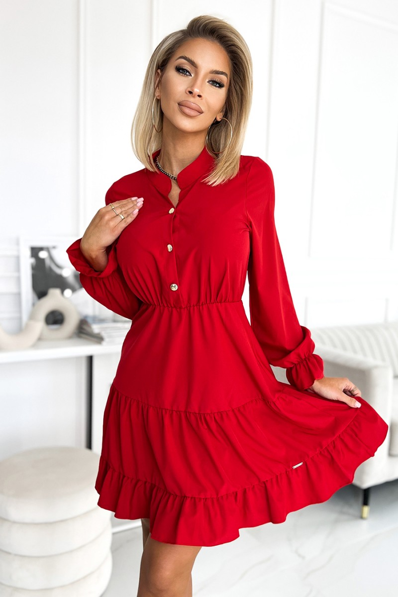 Červené šaty s volánikmi 395-1 Numoco-1
