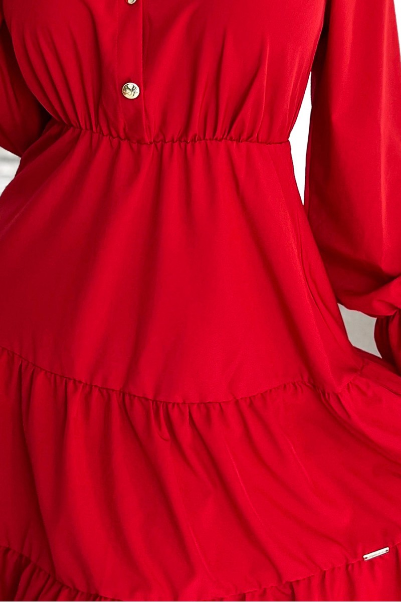 Červené šaty s volánikmi 395-1 Numoco-5