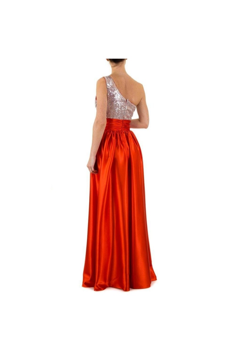 Dlhé večerné šaty s oranžovou saténovou sukňou FESTAMO-4
