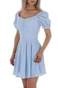Krátke bledomodré madeirové šaty -2