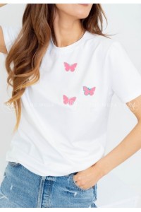 Biele bavlnené tričko Butterflies TMC-1