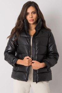 Čierna zimná koženková bunda -1
