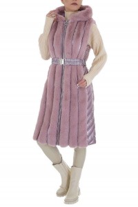 Ružová luxusná vesta s kožušinou -2