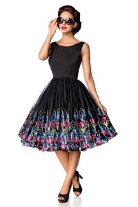 Retro šaty so širokou sukňou vyšívanou kvetmi Belsira-1