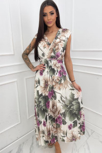 Dlhé plisované šaty s kvetovaným vzorom -1
