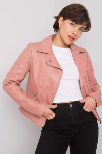Ružová koženková bunda Michele -1