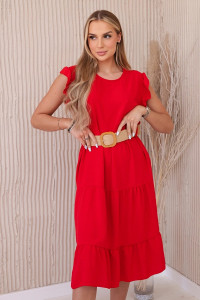Červené midi šaty s volánikmi 5997 -1