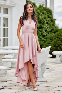 Pudrovo ružové saténové šaty Jennifer -1