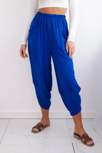 Kráľovsky modré široké nohavice s vreckami -1