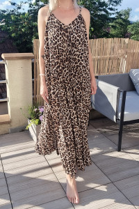 Leopardie plisované oversized šaty -1